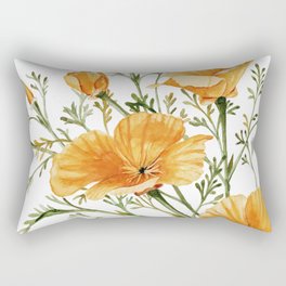 California Poppies - Watercolor Painting Rectangular Pillow