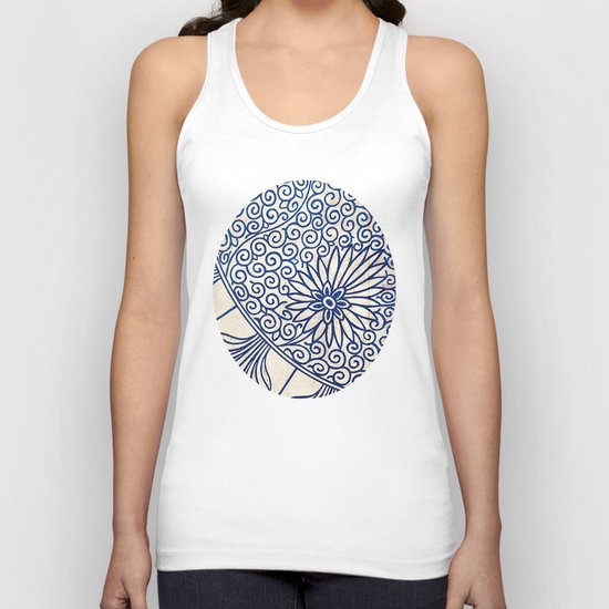 Blue Oriental Vintage Tile 01 Unisex Tank Top