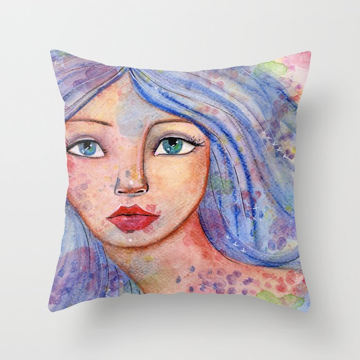 Girl in the flow Throw Pillow