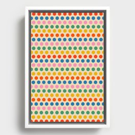Polka Dot Stripes Pattern in Retro Rainbow Colors  Framed Canvas