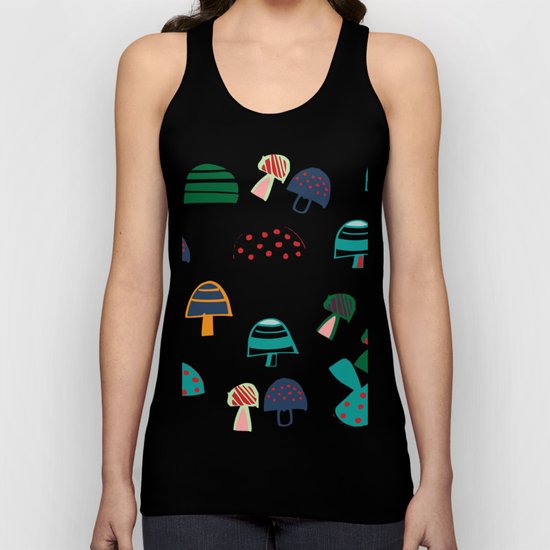 Cute Mushroom Blue Unisex Tank Top