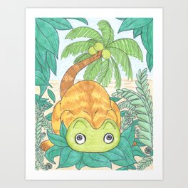 Coconut Critter - cute fantasy animal illustration Art Print