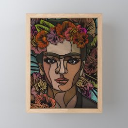 Frida and Flowers Framed Mini Art Print
