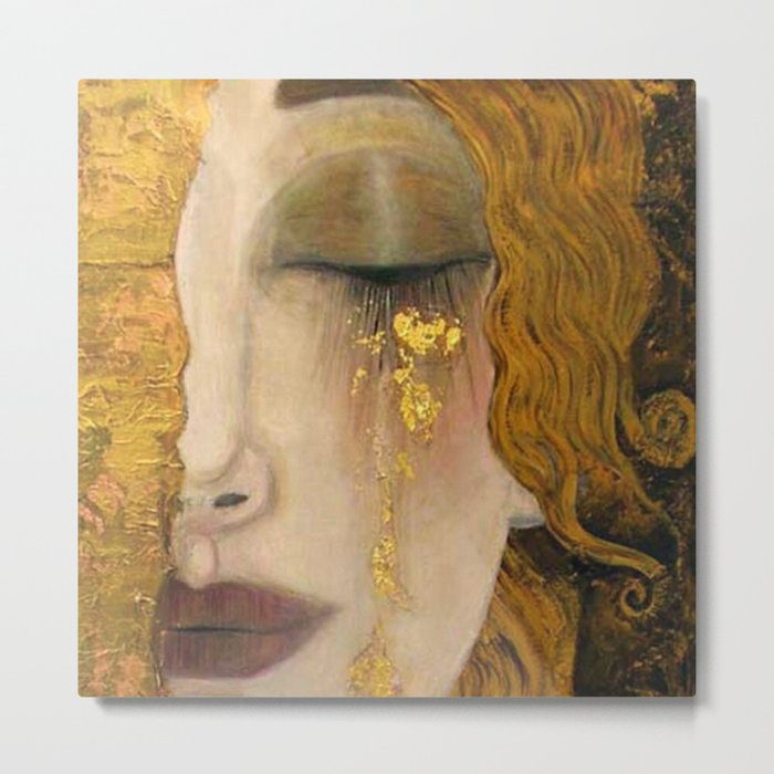 Golden Tears (Freya's Heartache) portrait painting by Gustav Klimt Metal Print