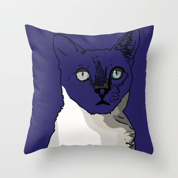 Blue Russian Cat Throw Pillow