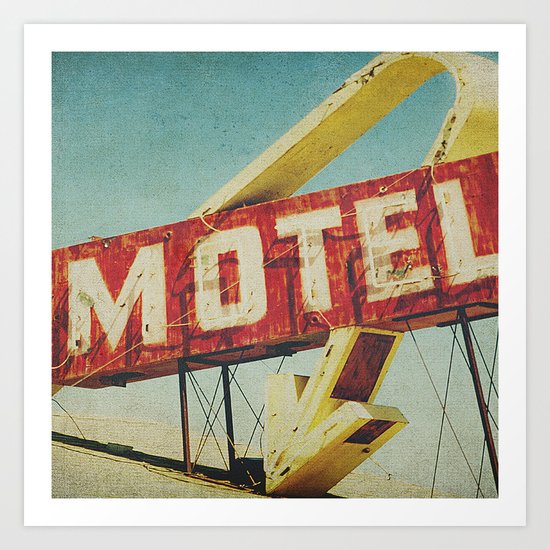 Thrashed Motel Sign Art Print
