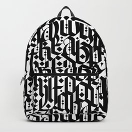 typography pattern 4 - seamless   calligraphy design - black and white Backpack