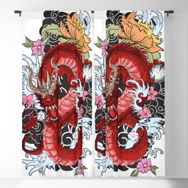 Hand Drawn Japanese Old Dragon Traditional Asian Tattoo Blackout Curtain