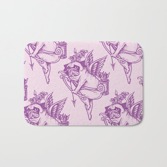 Stupid Pug Cupid Bath Mat