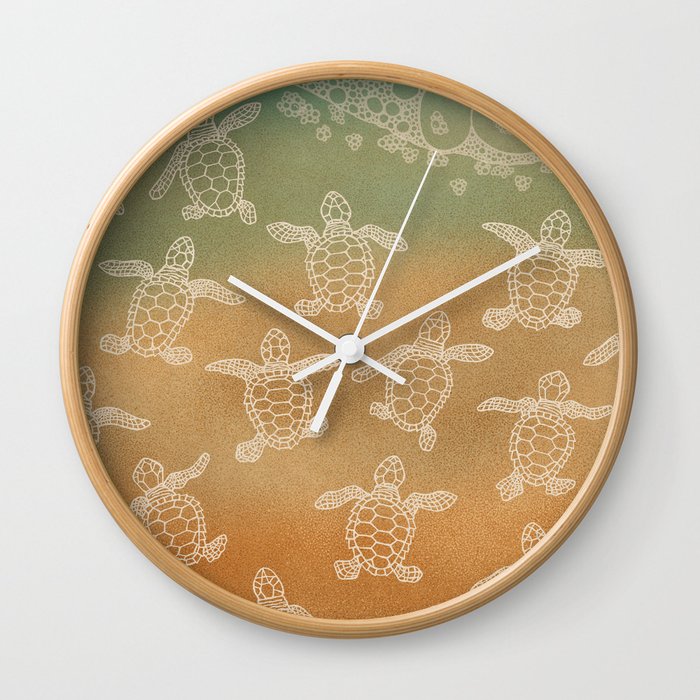 Baby loggerhead turtles Wall Clock