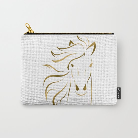 Golden Horse Drawing Carry-All Pouch