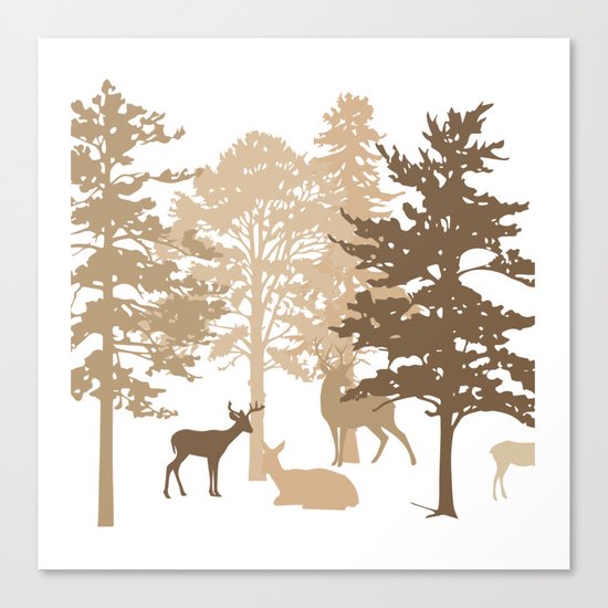 Morning Deer In The Woods No. 2 Canvas Print