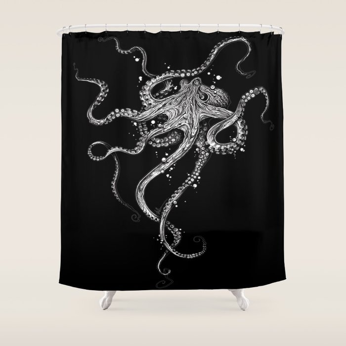 Octopus (black) Shower Curtain by TAOJB Society6