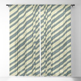 [ Thumbnail: Pale Goldenrod & Dark Slate Gray Colored Stripes/Lines Pattern Sheer Curtain ]