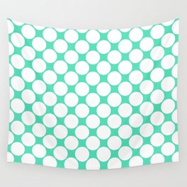 Surf Green background with white polka dots 3. Wall Tapestry