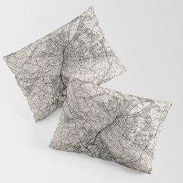 Germany, Bielefeld - Black and White Authentic Map  Pillow Sham