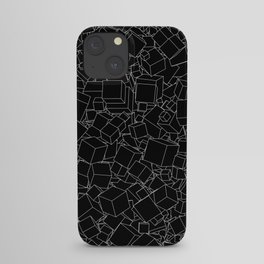 Cubic B&W inverted / Lineart texture of 3D cubes iPhone Case