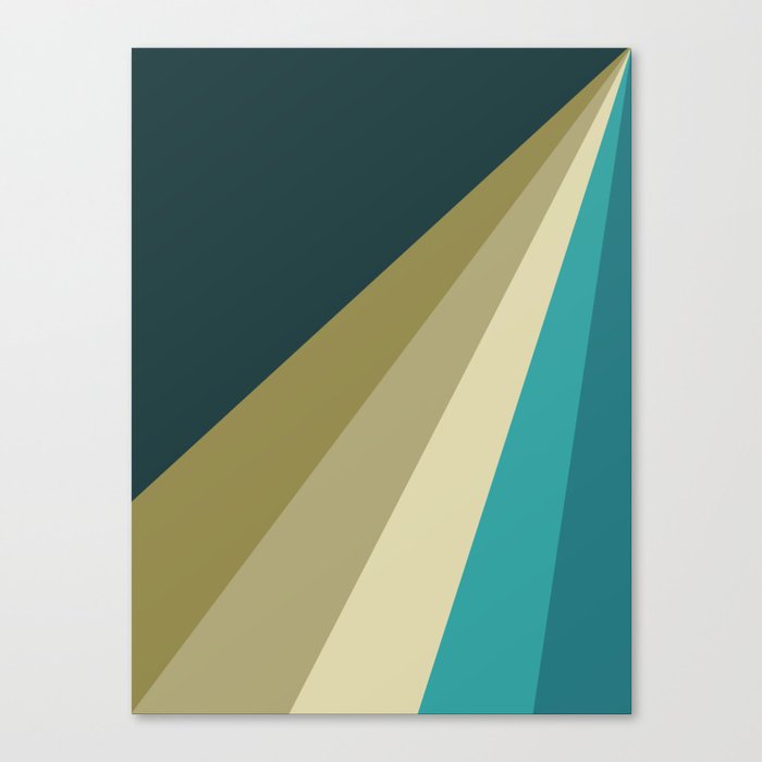 Green and blue diagonal retro stripes Canvas Print