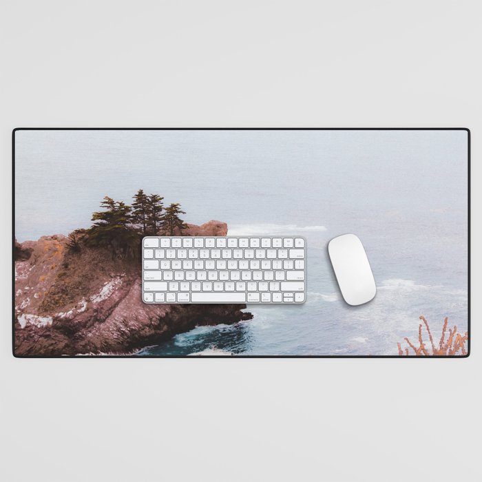 Coastal view at Mcway Falls, Big Sur, Highway 1, California, USA Desk Mat