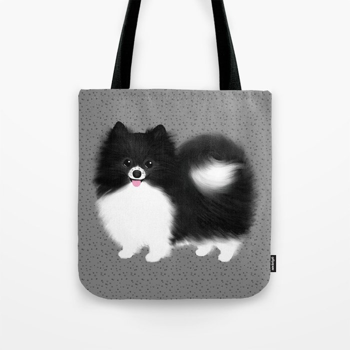 Black and White Pomeranian Tote Bag
