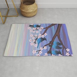 Steller’s jays and cherry blossoms Rug