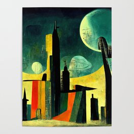 Abstract Futuristic Cityscape Poster