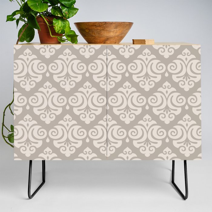 Traditional Pattern in Linen White and Beige. Credenza