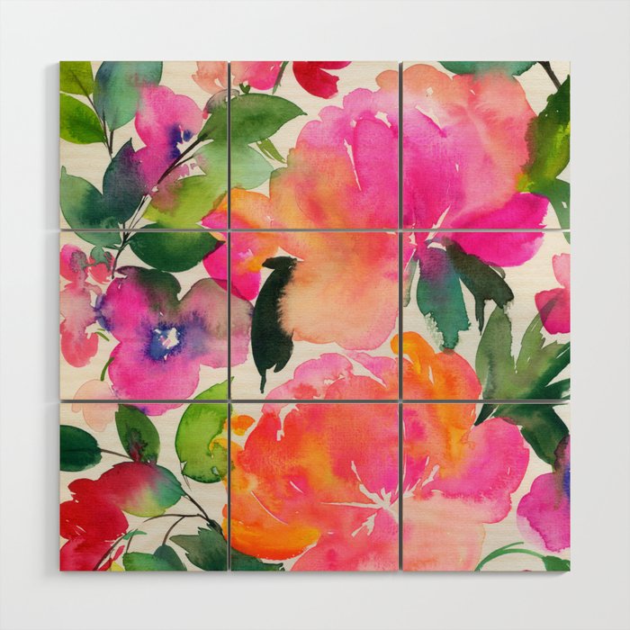 sunlight peonies Wood Wall Art