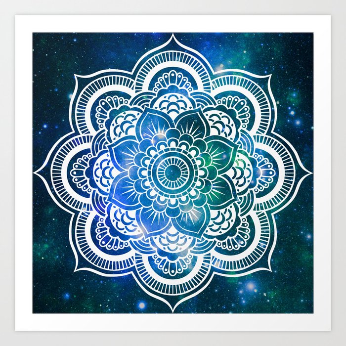 Mandala : Blue Green Galaxy Art Print