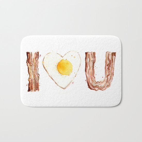 Bacon and Egg LOVE I Heart You Food Lovers Bath Mat