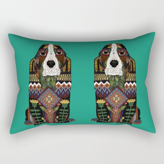 Basset Hound jade Rectangular Pillow