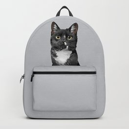 Tuxedo Cat Portrait Backpack | Petportrait, Digital, Redcatspawtraits, Blackandwhite, Feline, Drawing, Catlover, Fluff, Neko, Modernart 