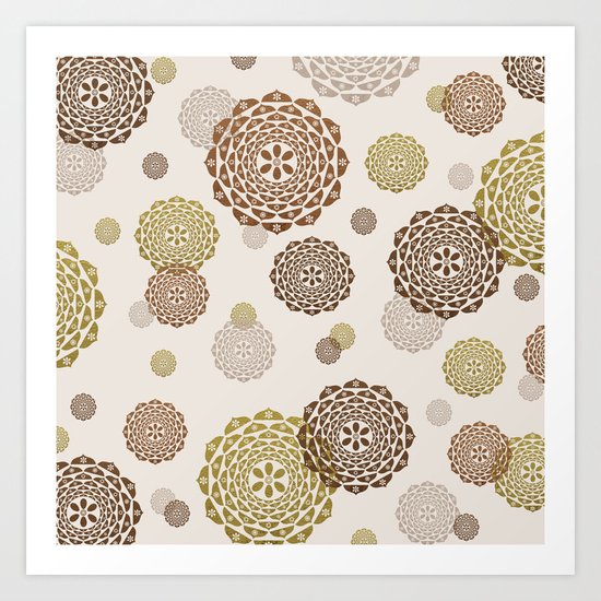 Tones Of Gold & Brown Mandalas Art Print