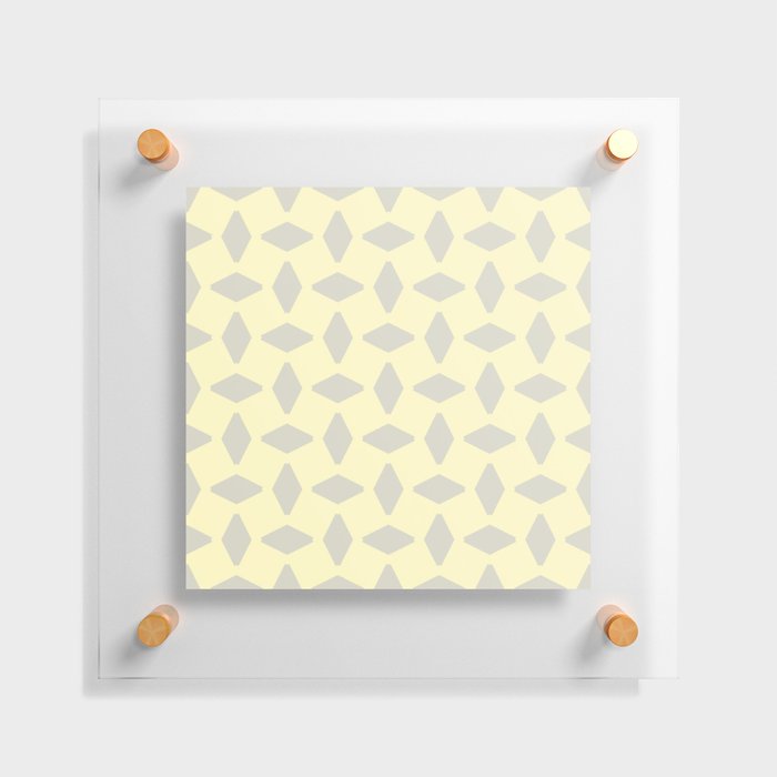 Antique White Geometric Retro Shapes on Pastel Yellow Pudding Floating Acrylic Print