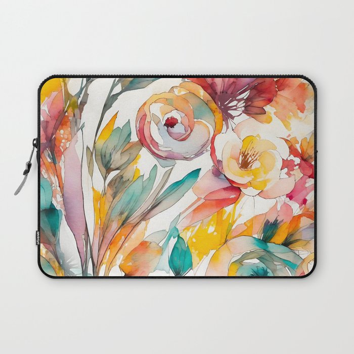 Abstract floral design in watercolour illustration Laptop Sleeve