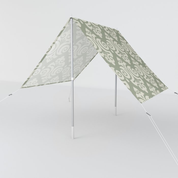 Traditional Pattern in Sage Green and Beige Sun Shade