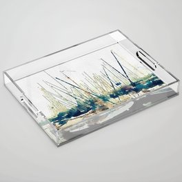 Watercolor Sailboat 2 Digital art painting Acrylic Tray