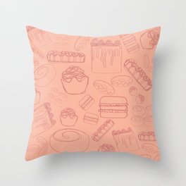 Bakery Goodness Pattern - Peach Throw Pillow