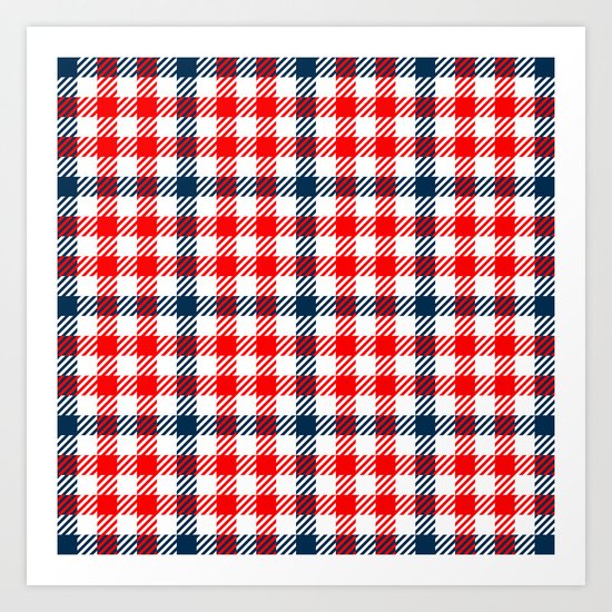 Red & Blue Gingham Pattern Art Print