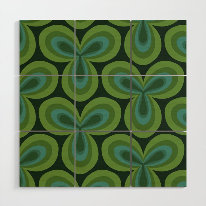 Green Retro Pattern in greens seamless Wood Wall Art
