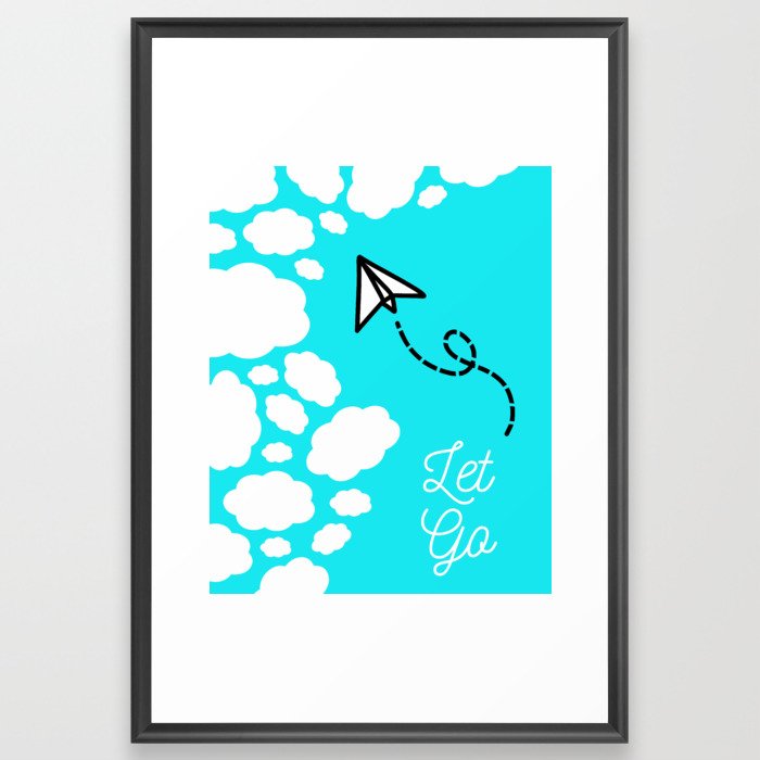 Let Go - Paper Airplane in the Clouds Framed Art Print