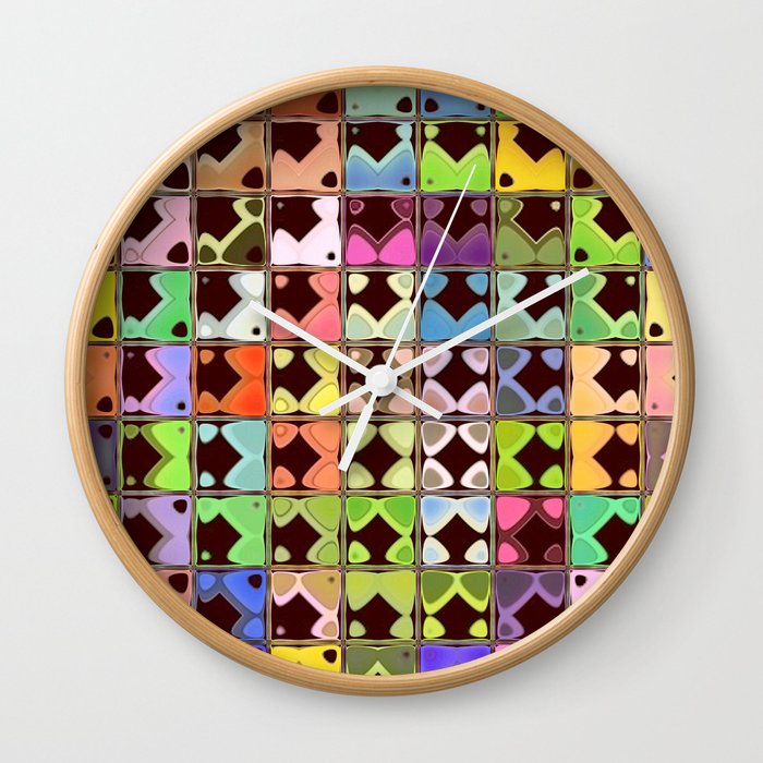 Rainbow Geometric Tiles Mosaic Wall Clock