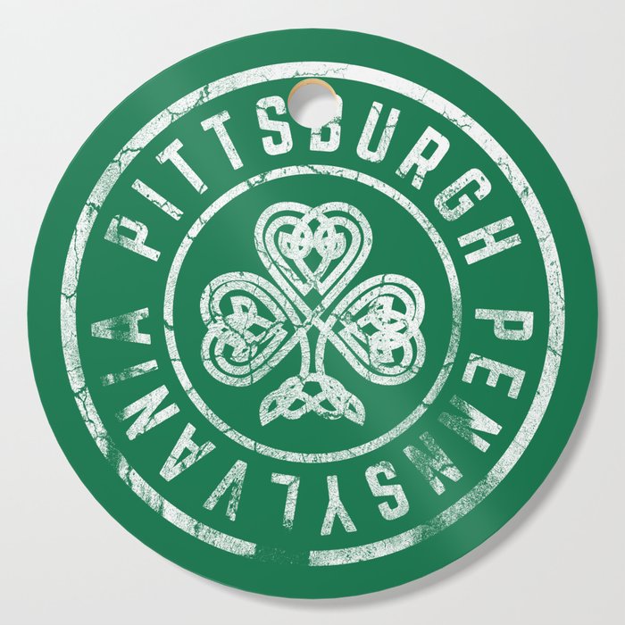 Pittsburgh Irish Shamrock St Patricks Day 412 Steel City Vintage Cutting Board
