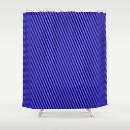 [ Thumbnail: Blue and Slate Blue Colored Striped Pattern Shower Curtain ]