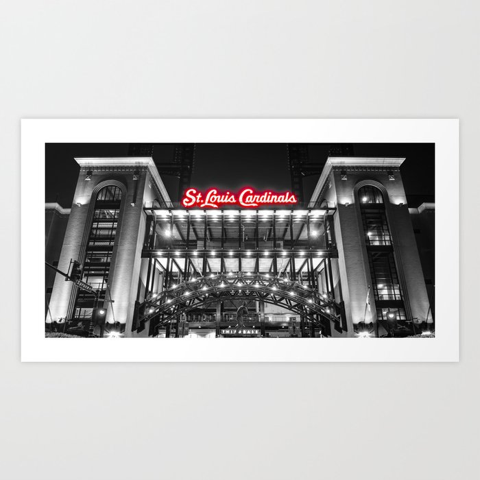 St Louis Baseball Stadium Panorama - Cardinals Third Base Gate In Selective Color Art Print