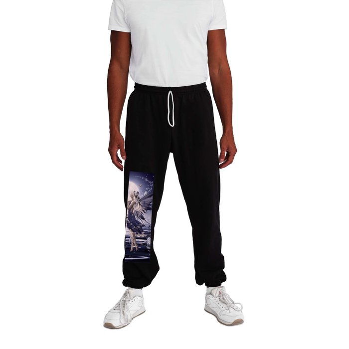 Blue Fairy, Moon and Butterflies Sweatpants