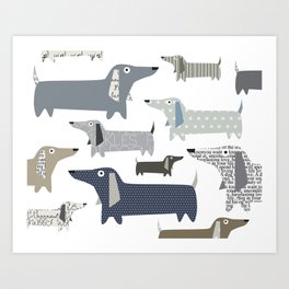 Wiener Dog Pattern Art Print