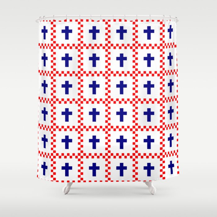 Christian Cross 49 blue and red Shower Curtain