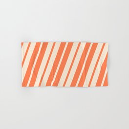 [ Thumbnail: Coral & Beige Colored Pattern of Stripes Hand & Bath Towel ]
