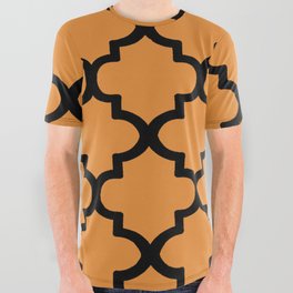Quatrefoil Pattern In Black Outline On Opulent Yellow All Over Graphic Tee